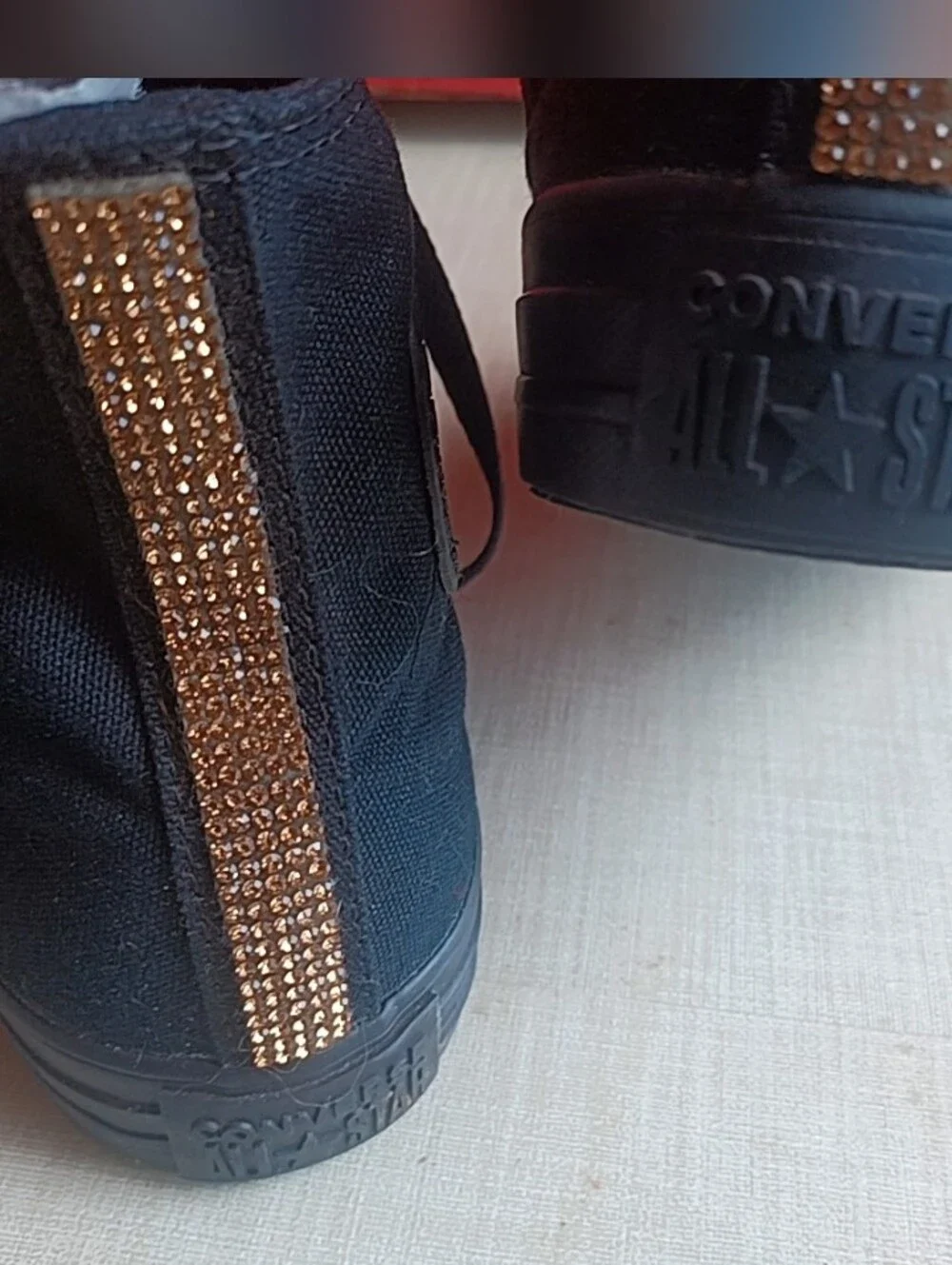 Converse Black High-Top Sneakers with Leopard Print and Gold Accents - Picture 4 of 16